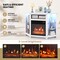 45" Corner Media LED Lights Entertainment Center with Electric Fireplace and Glass Shelves